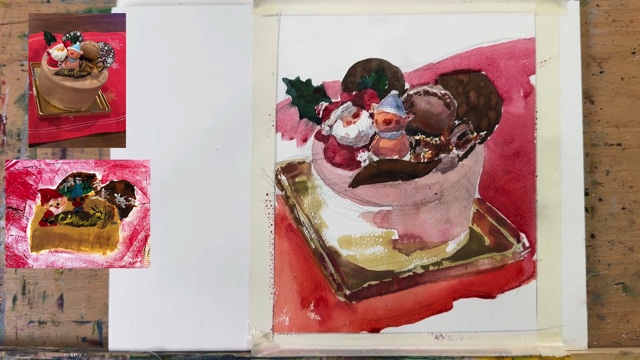 水彩画家・柴崎が描いたチョコレートケーキ