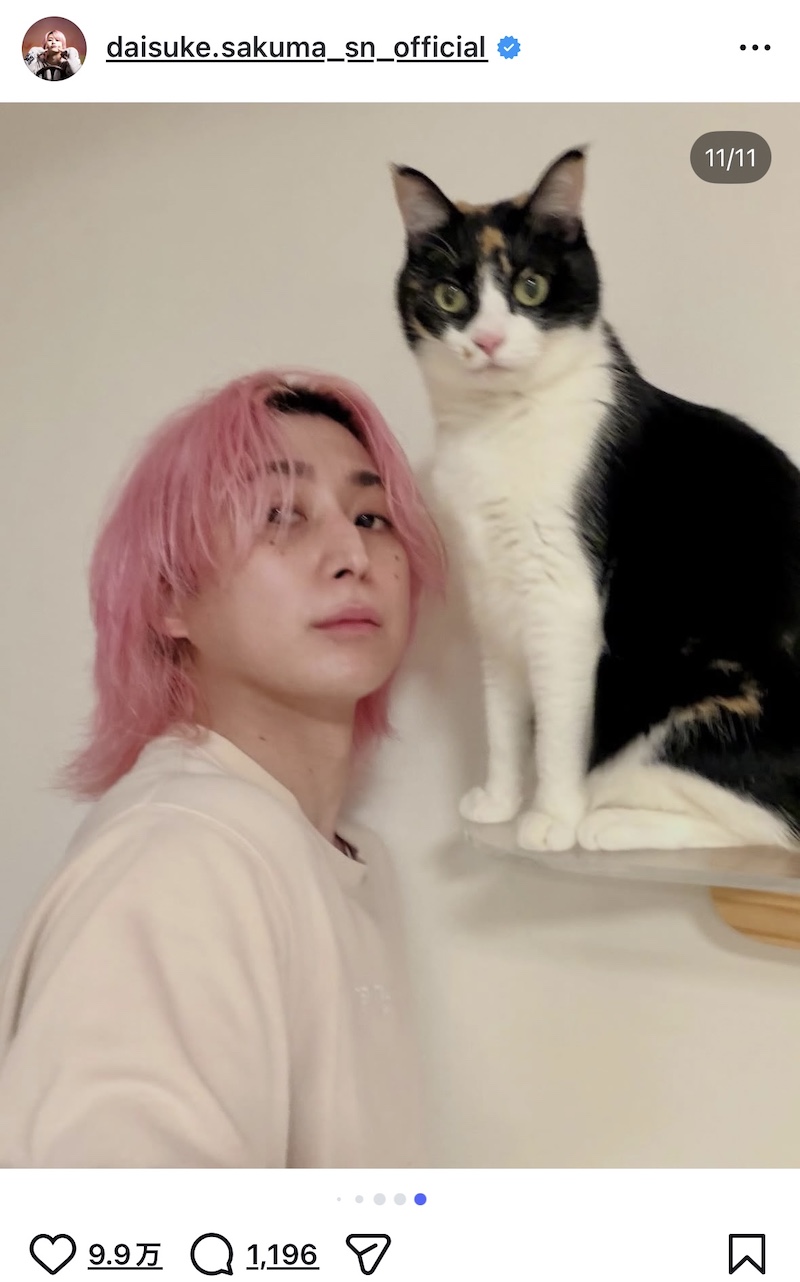 佐久間大介、愛猫2匹と幸せショット公開の画像