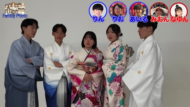 家族写真を撮影するうるしやま家