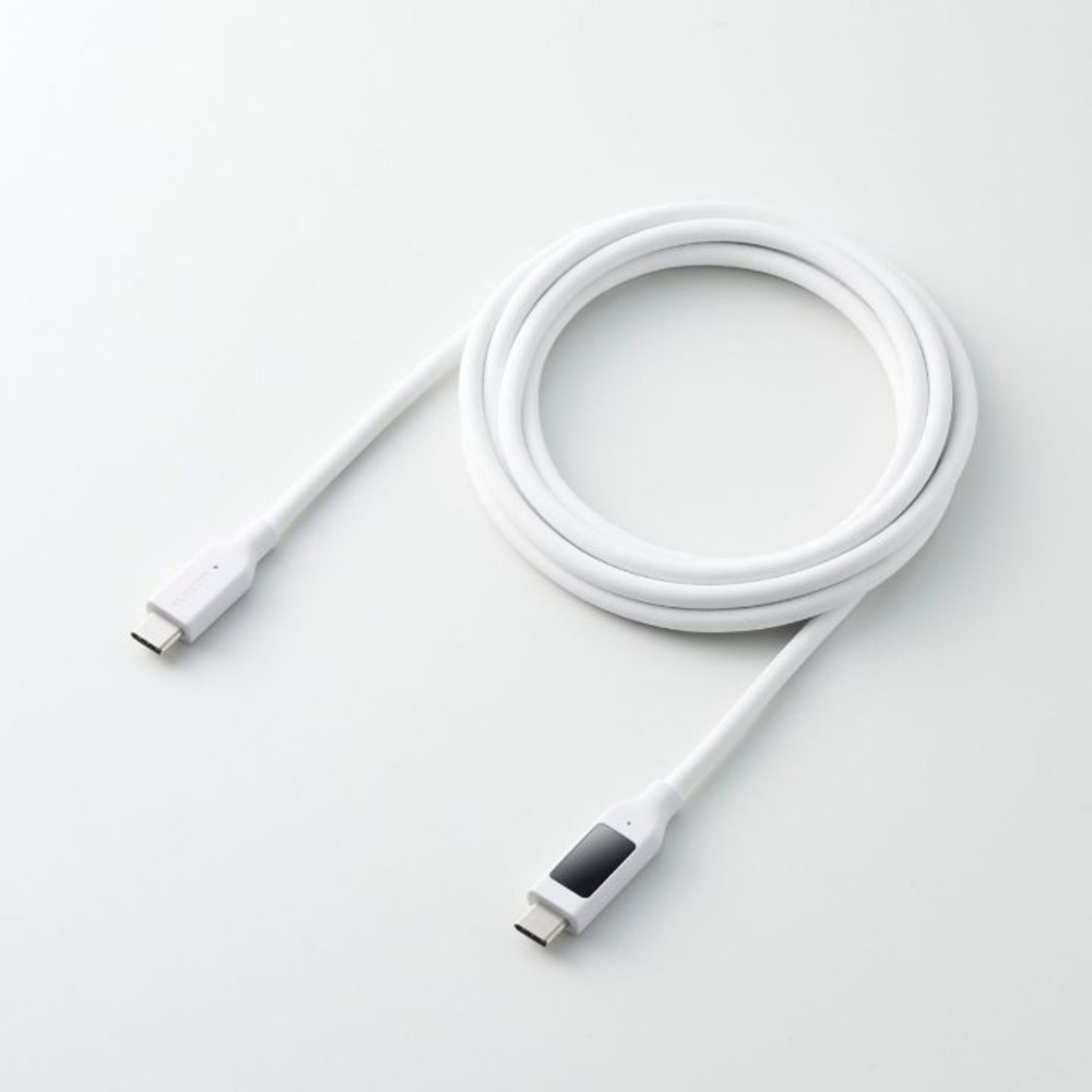 電力ディスプレイ付きのUSB Type-Cケーブル　2mホワイト