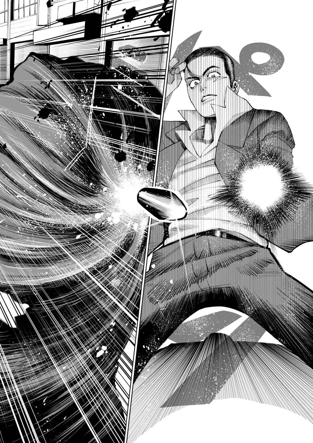 【漫画】殺し屋が撃たれる瞬間に見る走馬灯の画像