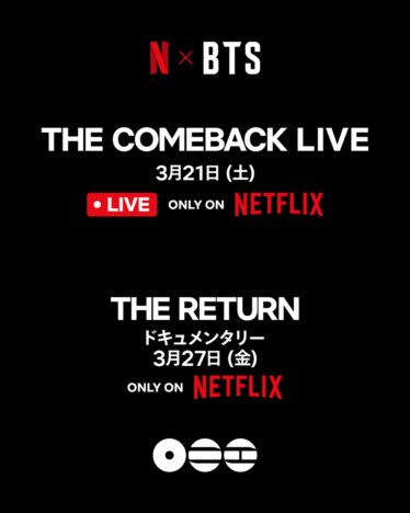 BTSのカムバックイベントをNetflixが独占ライブ配信　再結成に密着した長編ドキュメンタリーも3月に配信へ
