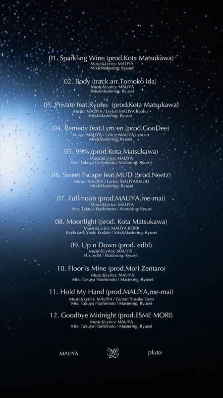 MALIYA『pluto』トラックリスト