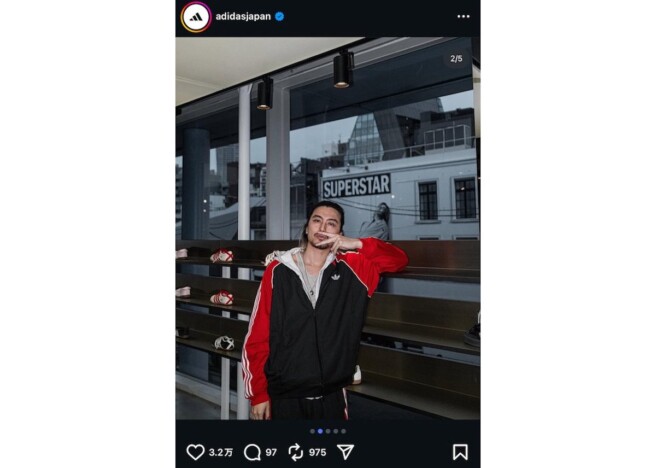 藤井 風、原宿のadidas店外にファン殺到　ジャージ姿のカットに「スーパースター」「最高の広告塔」