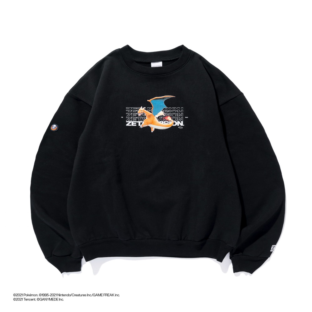 POKÉMON UNITE × ZETA DIVISION CREWNECK SWEAT Lizardon / BLACK