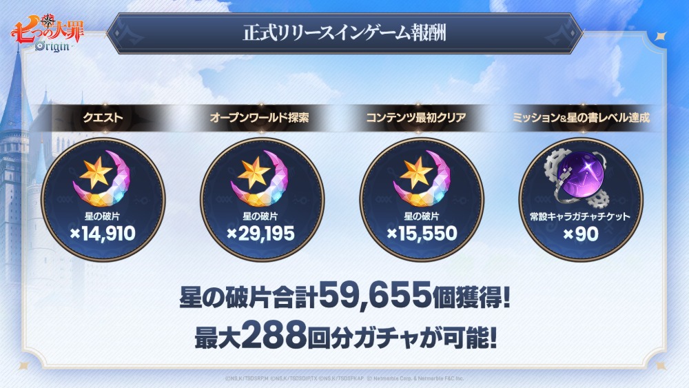 正式リリースゲーム報酬