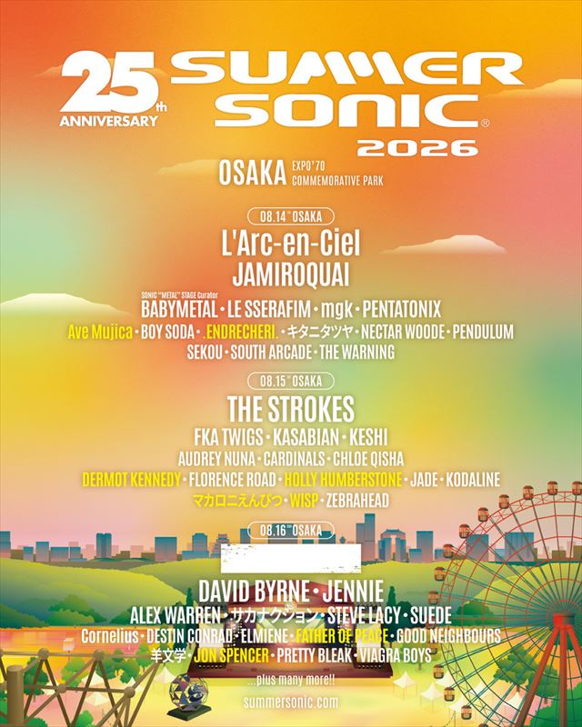 『SUMMER SONIC 2026』第3弾追加アーティスト（大阪）
