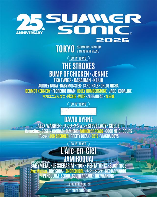 『SUMMER SONIC 2026』第3弾追加アーティスト（東京）