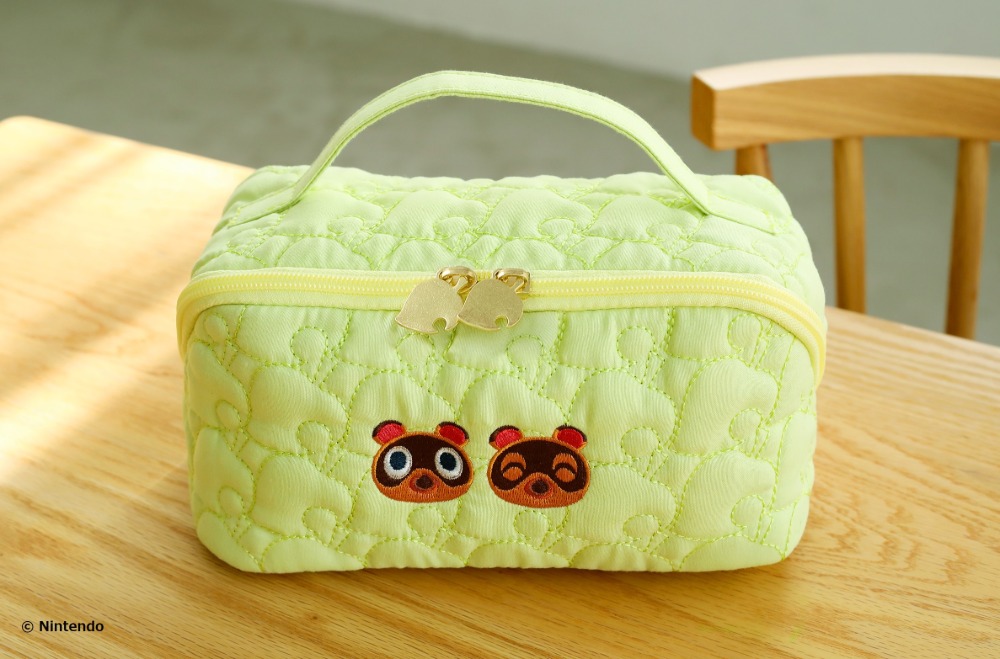 葉っぱ柄キルティング大容量ポーチ