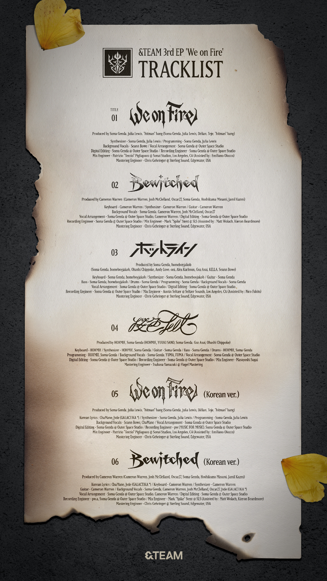 &TEAM 3rd EP『We on Fire』
トラックリスト