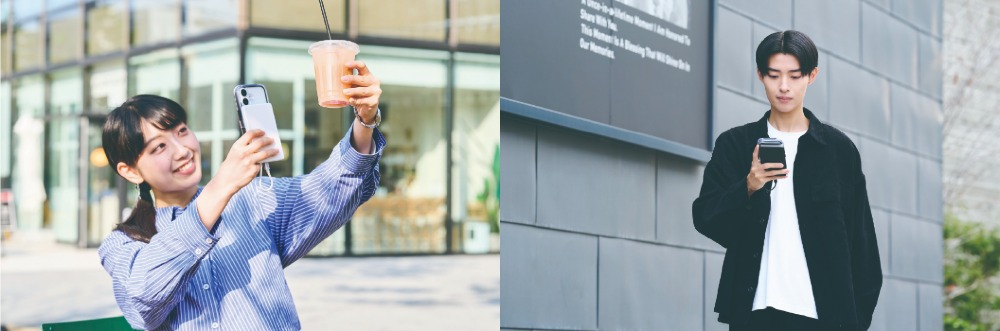 ケーブル一体型 半固体モバイルバッテリー　使用イメージ