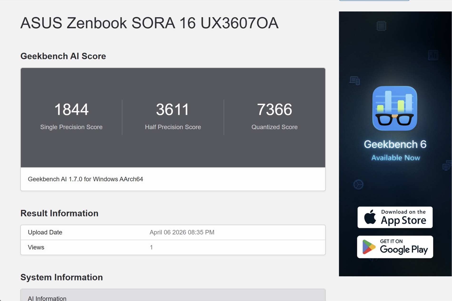 Zenbook SORA 16　ベンチマークスコア