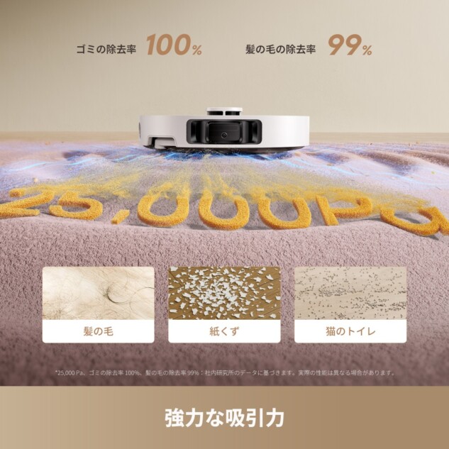 最大25,000Paの強力吸引