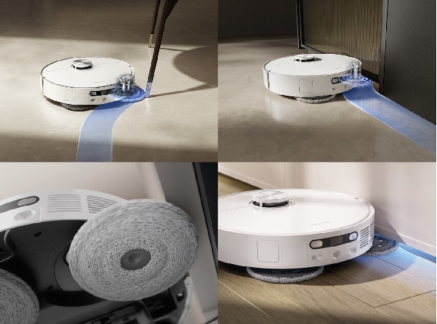 最大4cm伸びるサイドブラシとモップパッド