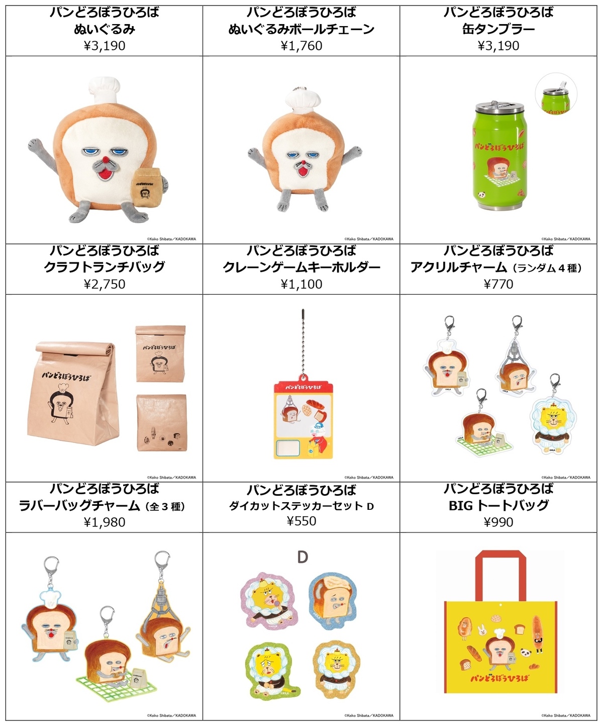 「パンどろぼうひろば」イベント限定グッズの画像