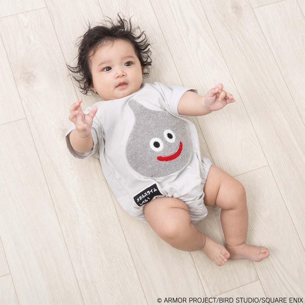 ドラクエベビー＆キッズ　サガラ刺繍半袖ボディスーツ　メタルスライム