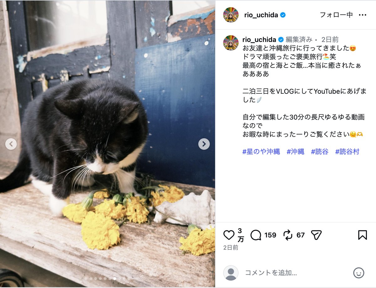 内田理央公式Instagramより