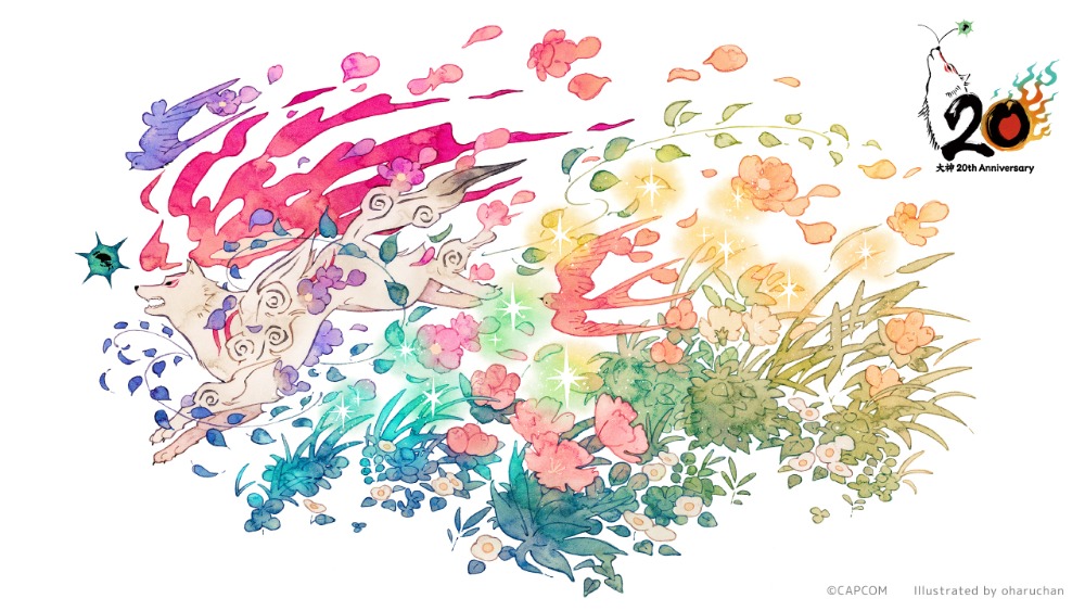 人気イラストレーター「おはるちゃん」と「大神」のコラボイラスト