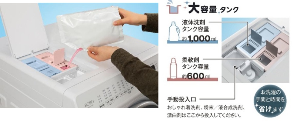 液体洗剤/柔軟剤自動投入対応