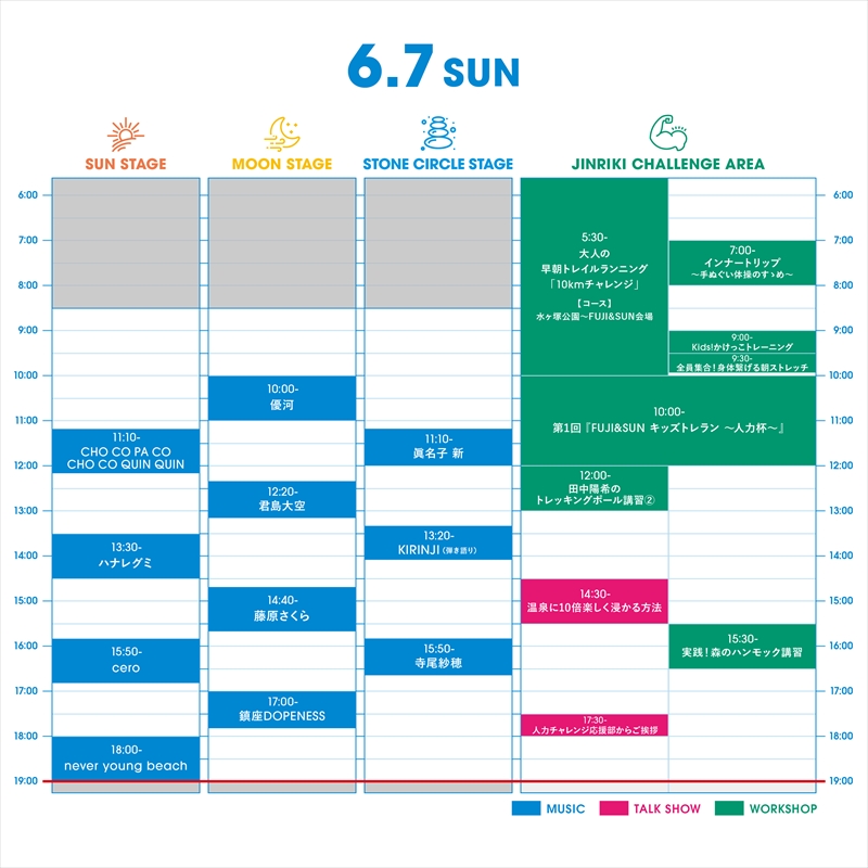 『FUJI & SUN ’26』タイムテーブル（6月7日）