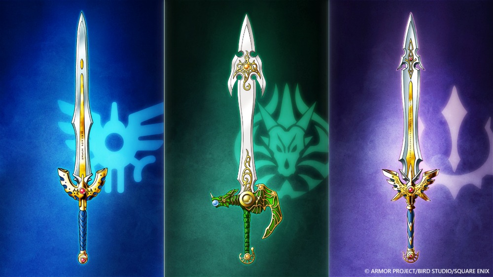 原寸大の「ロトの剣」「天空の剣」「勇者の剣・改」のオブジェ