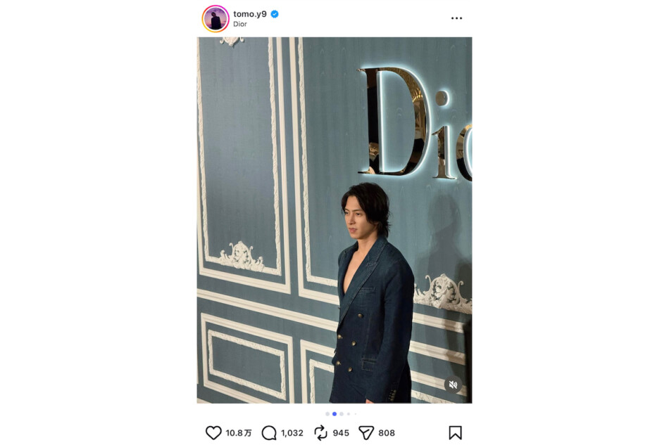 山下智久、素肌にデニムジャケット姿が話題