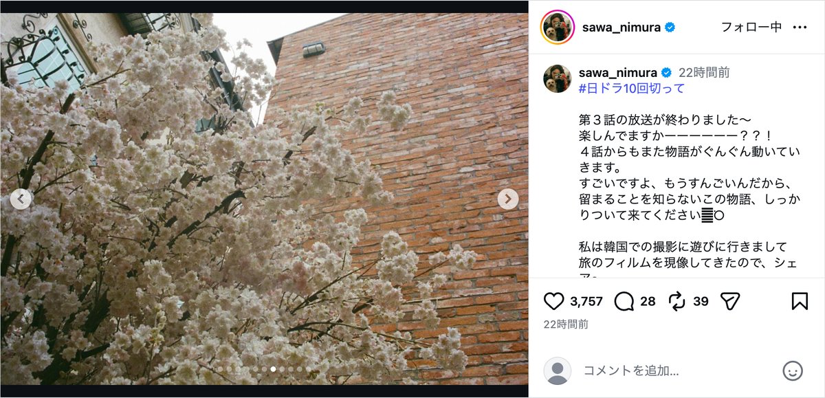 仁村紗和公式Instagramより