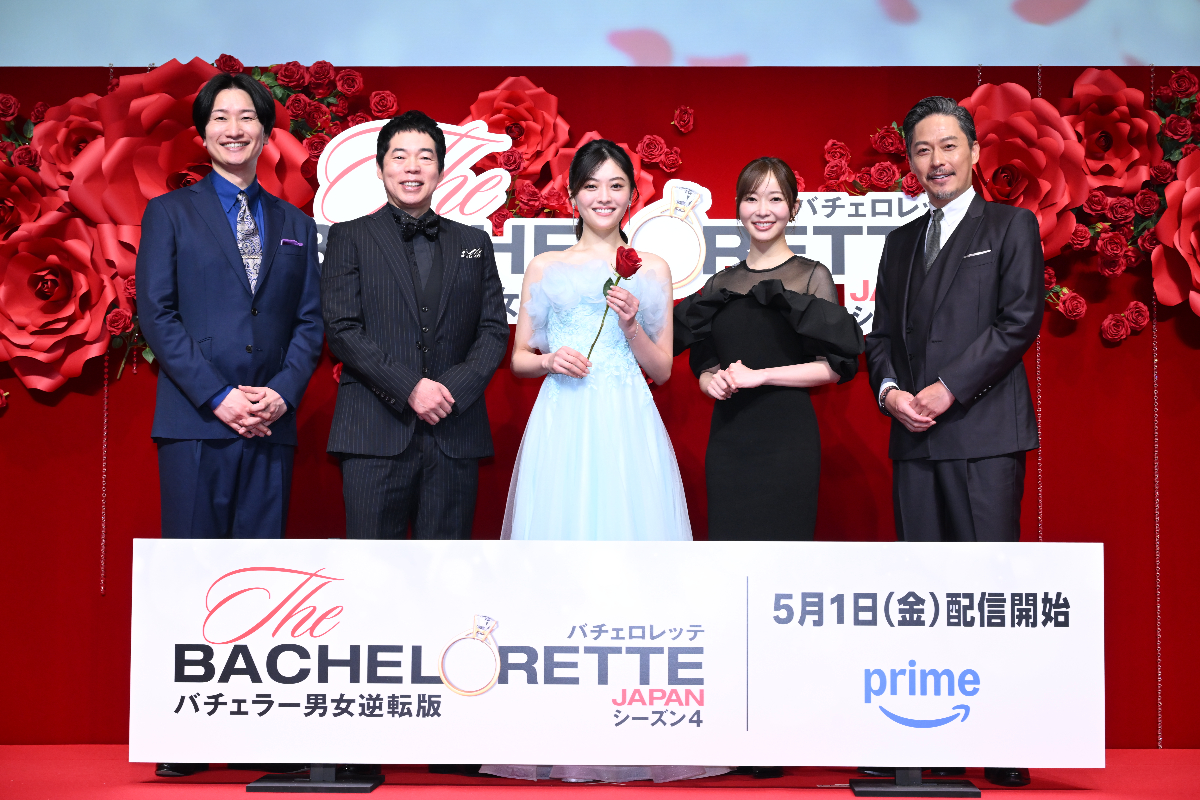 （左から）山添寛、今田耕司、平松里菜、指原莉乃、坂東工