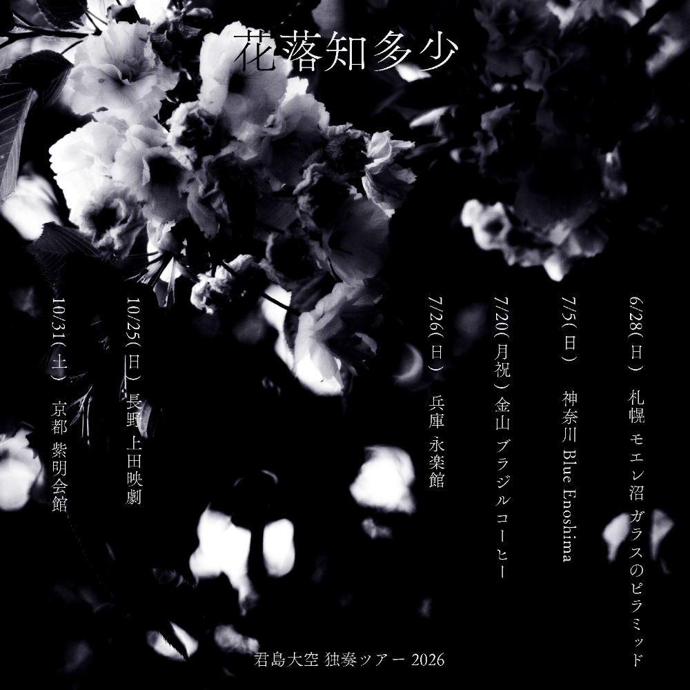 『君島大空 独奏ツアー 2026 “花落知多少”』フライヤー