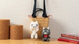 どこでもいっしょ ポーズぬいぐるみ 　バッグに掛けている様子