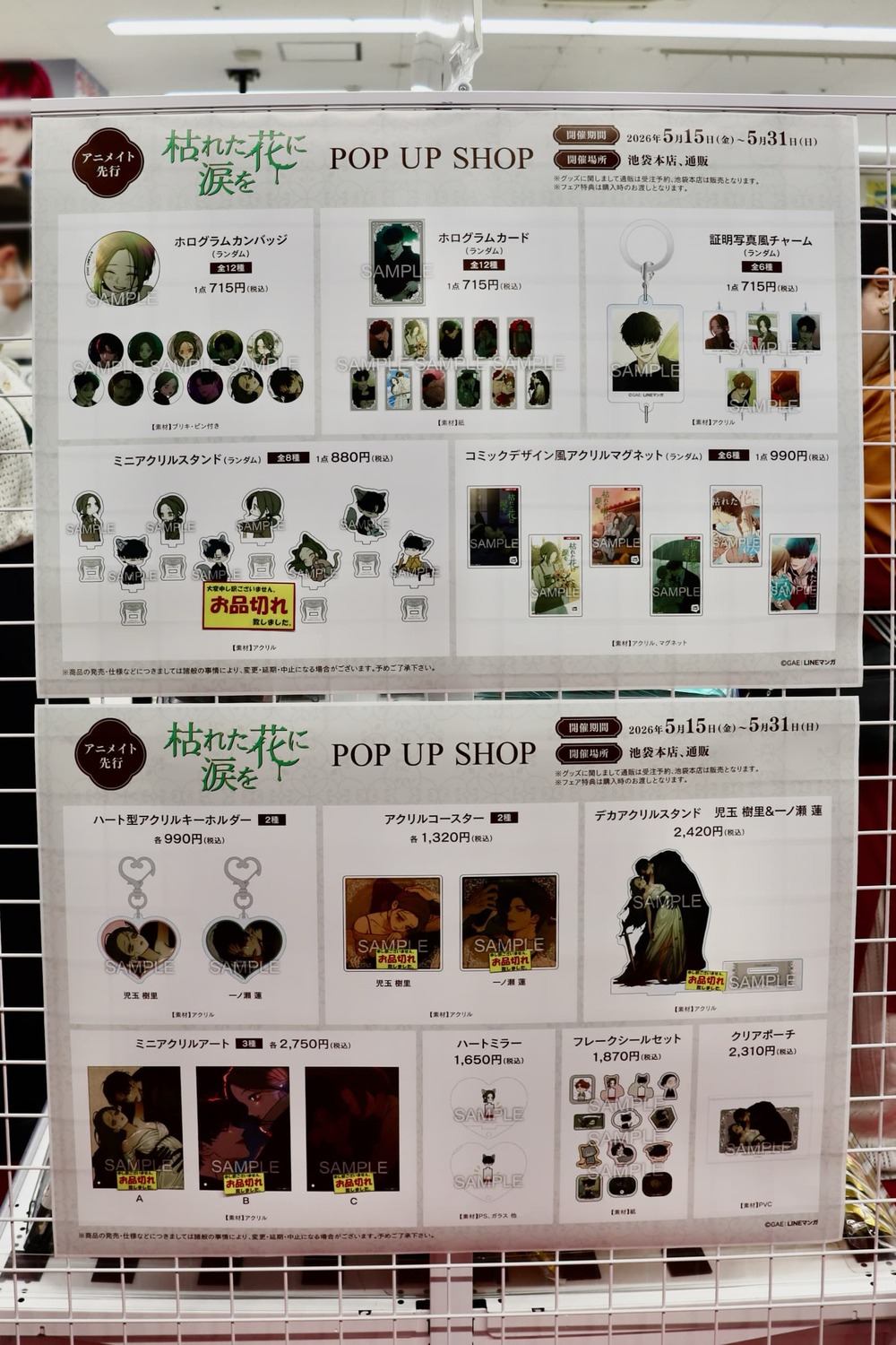 『枯れた花に涙を』日本初のショップレポの画像
