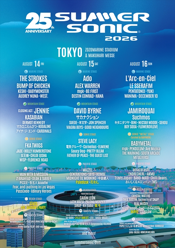 『SUMMER SONIC 2026』第10弾ラインナップ（東京）