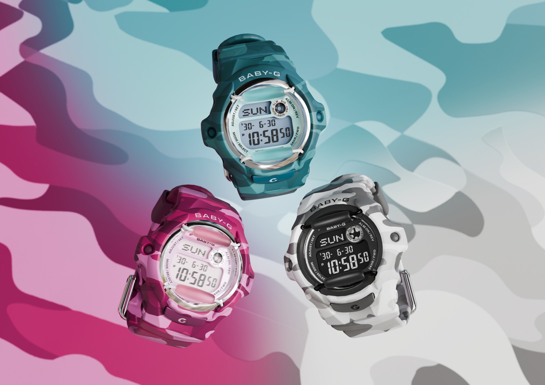 耐衝撃ウオッチ『G-SHOCK』と『BABY-G』のカモフラージュ柄