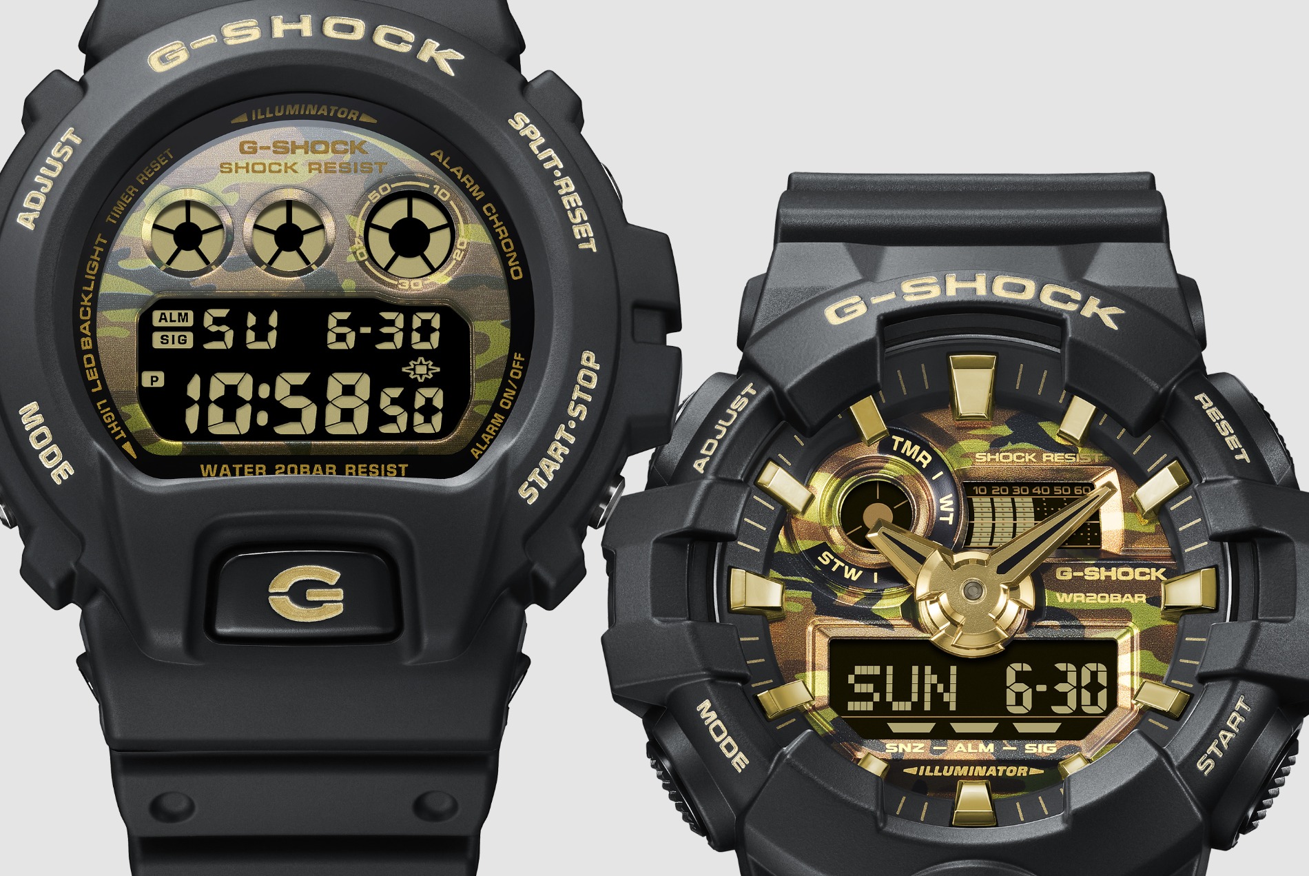 耐衝撃ウオッチ『G-SHOCK』と『BABY-G』のカモフラージュ柄