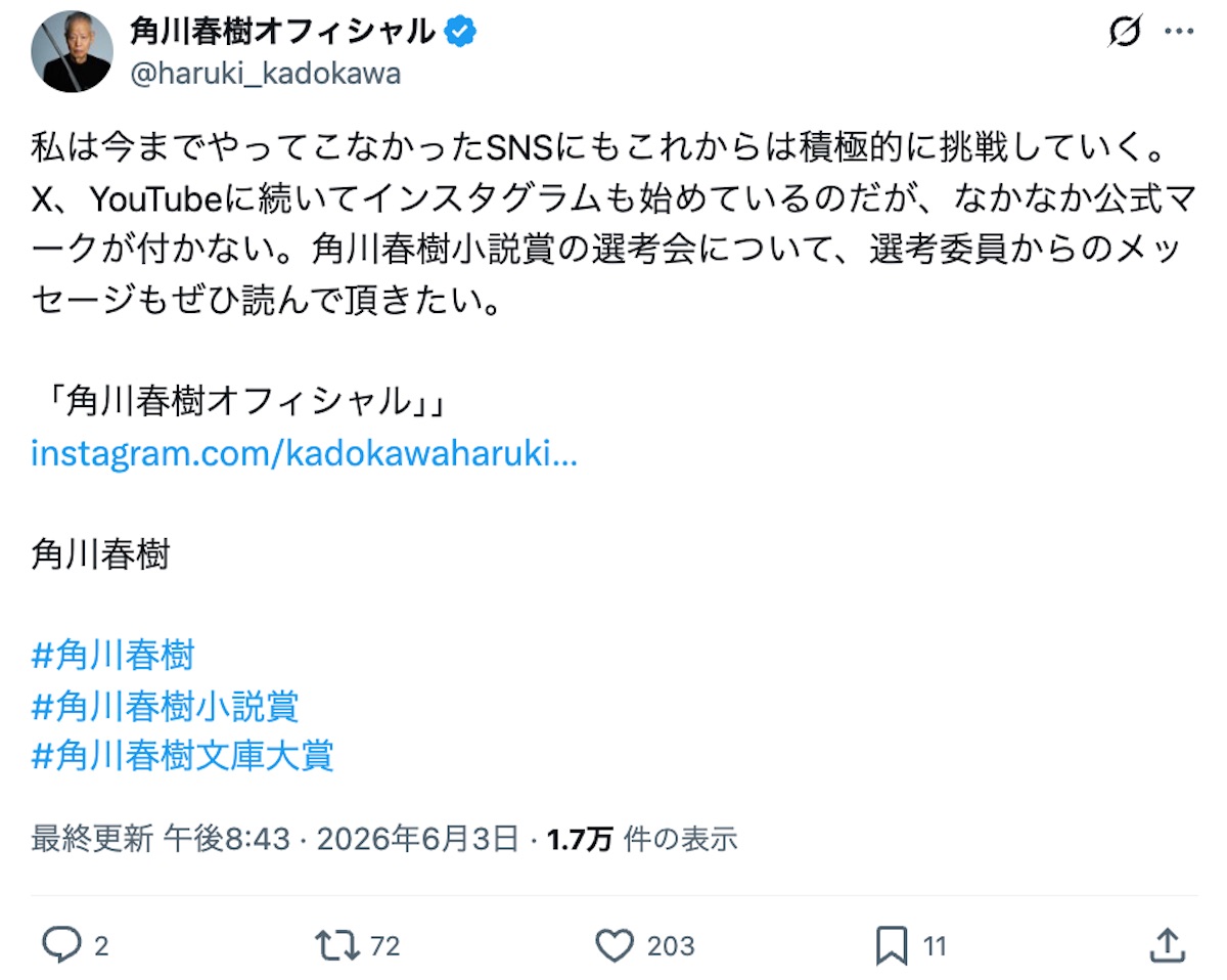 角川春樹、脳梗塞からのネバーギブアップの画像