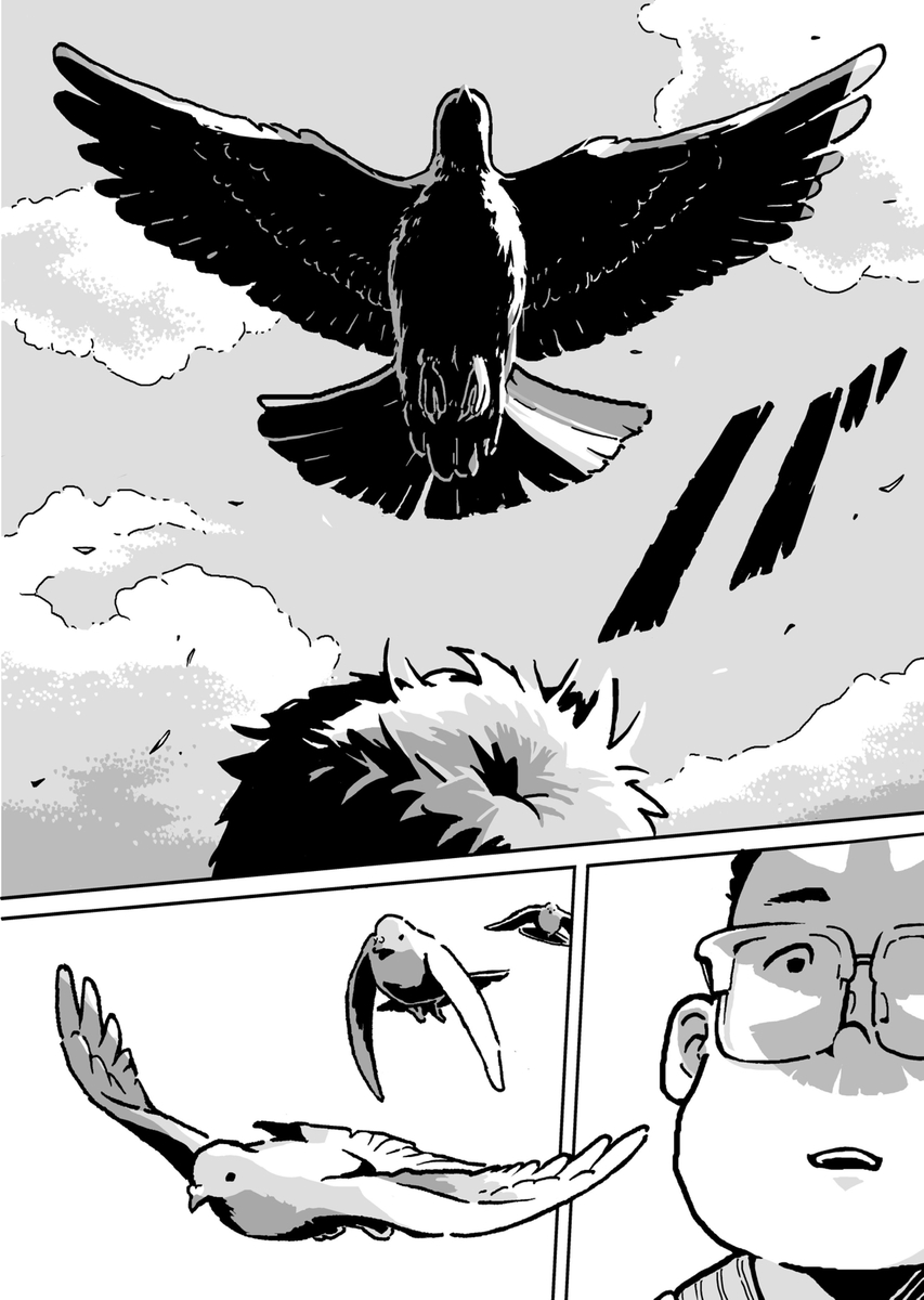 【漫画】通勤時にハトとおじさんと遭遇ーーの画像