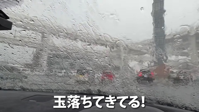 「日産GT-R（R35型）」で雹に遭遇するあま猫