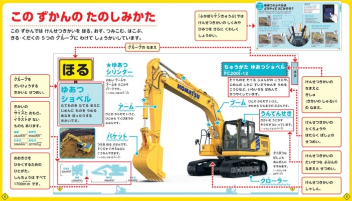 「コマツ」の重機が大集合! ひらがなで読める幼児向け図鑑『はたらくくるま』が6月26日に発売