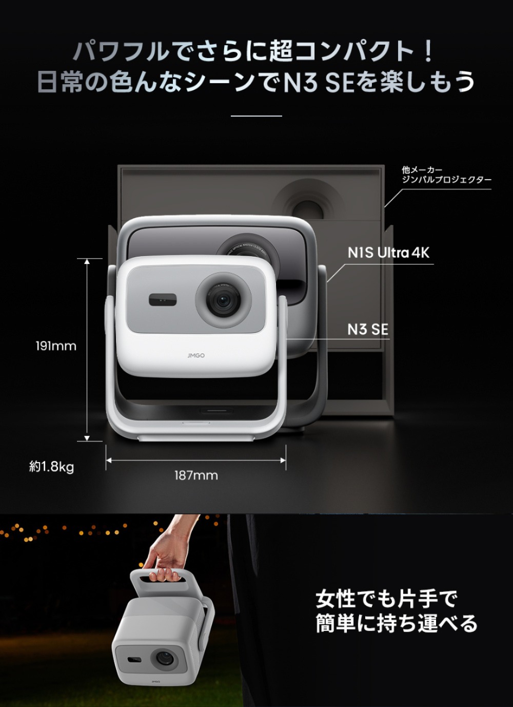 約1.8kgのコンパクト設計