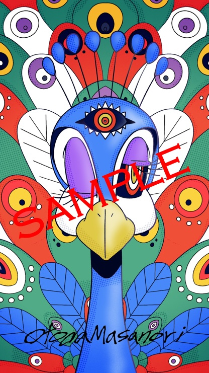 「孔雀」スマホ待受画像