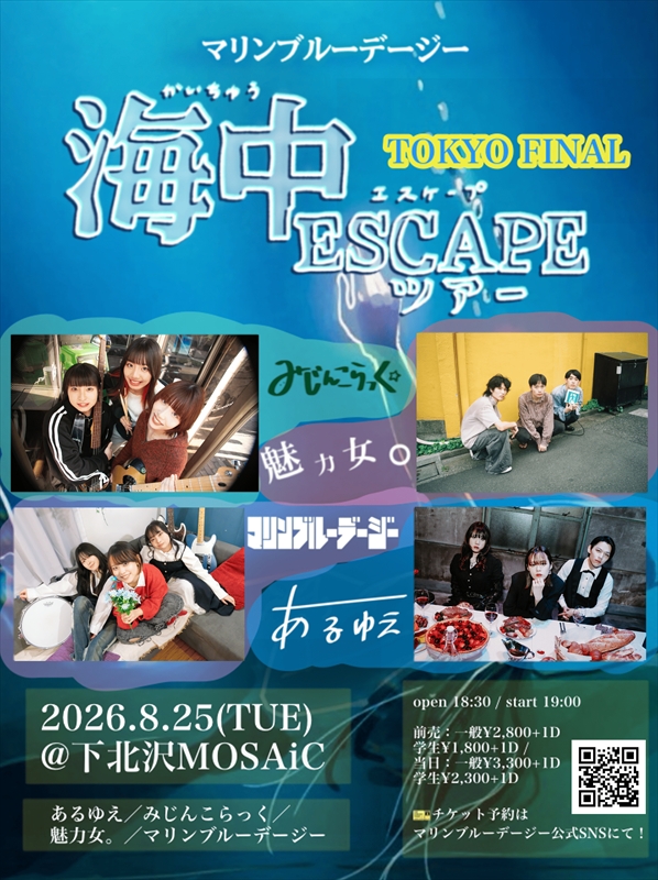 『マリンブルーデージー 海中ESCAPEツアー〜人生はシュノーケリング〜』告知画像(東京公演)