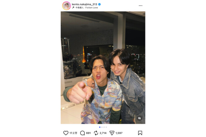 中島健人×重岡大毅、友情感じる肩組みオフショット 「けんしげ尊すぎる」「マジかよ!?」