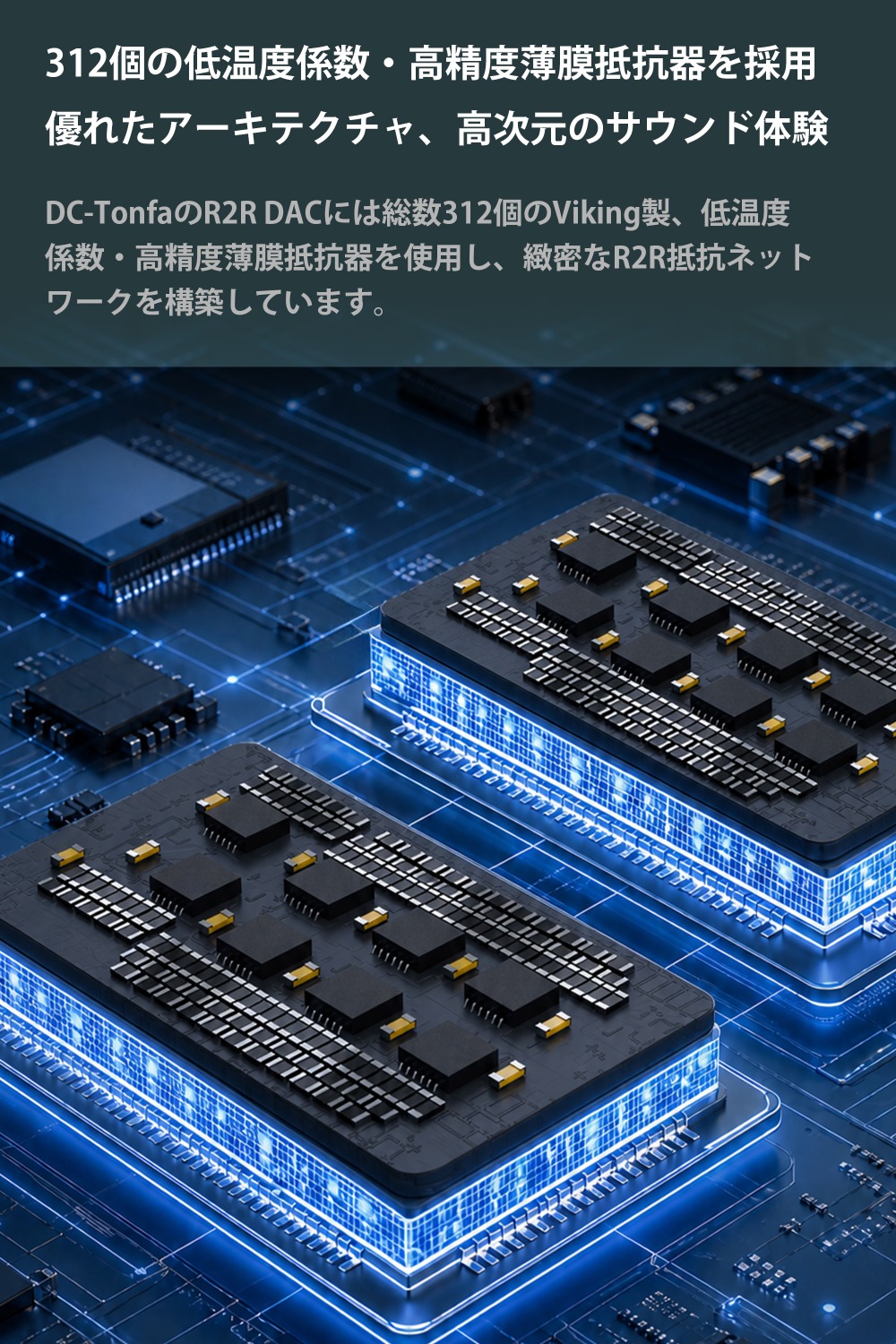 312個の低温度係数・高精度薄膜抵抗器を採用
