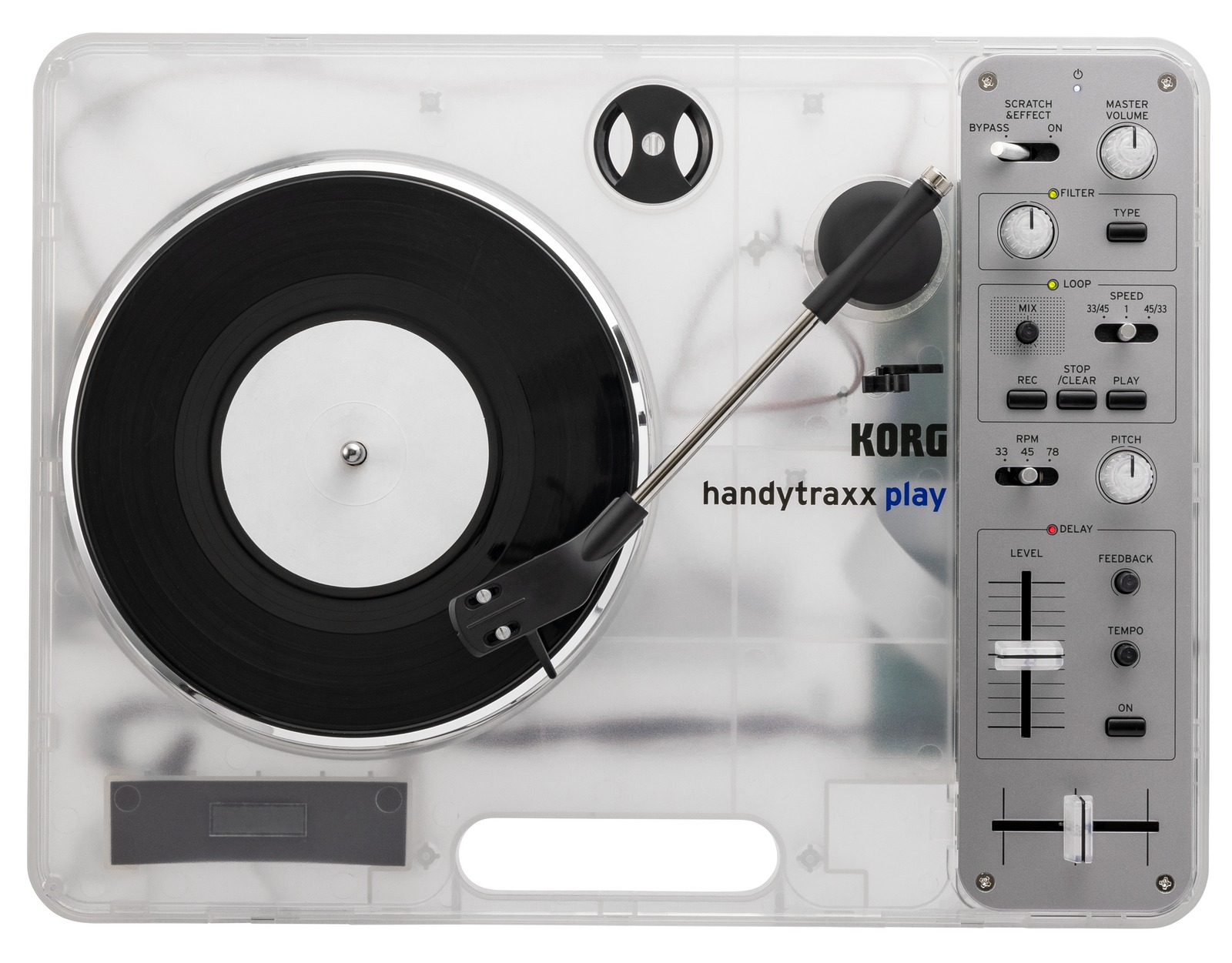 ポータブルレコードプレーヤー『handytraxx play Clear White』
