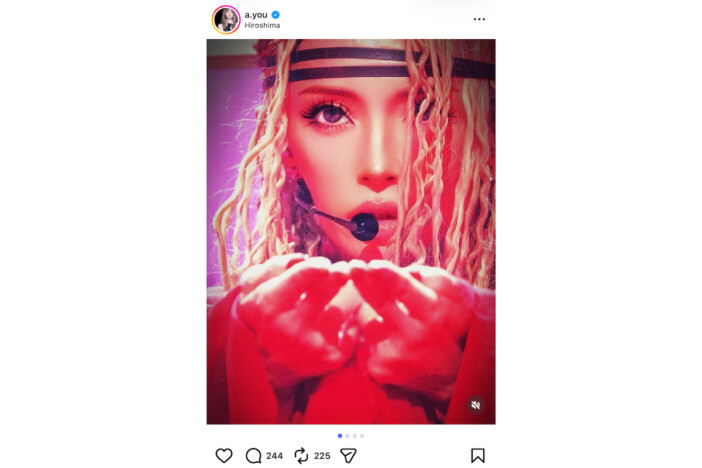 浜崎あゆみ、オーラ漂うドアップショット公開に「顔面の破壊力やば」「目力好き」 金髪ショート姿も