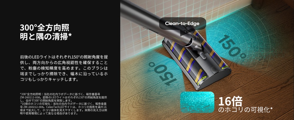 前後150°のホコリ可視化テクノロジー