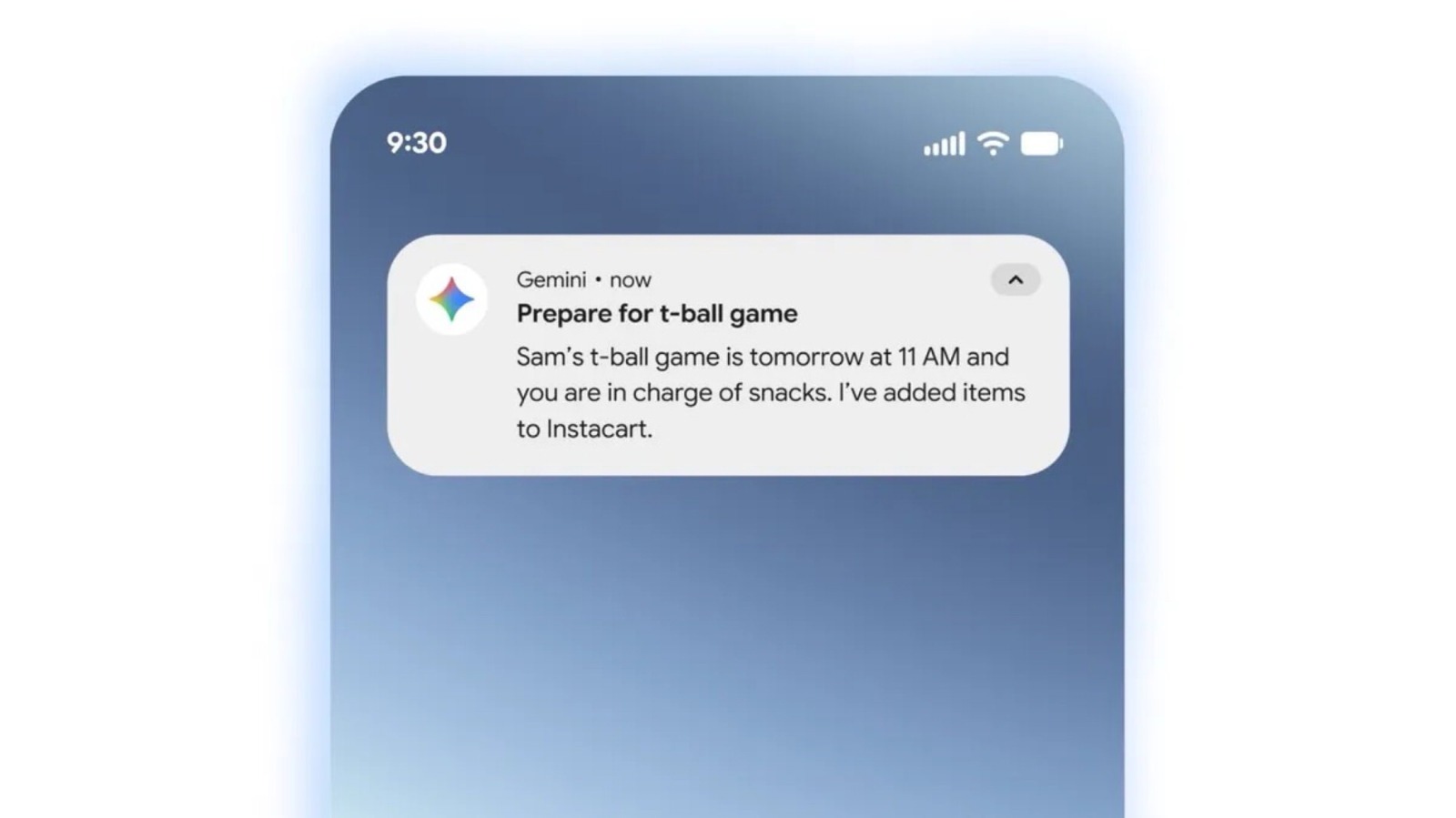 スマホ上部に表示されたGemini