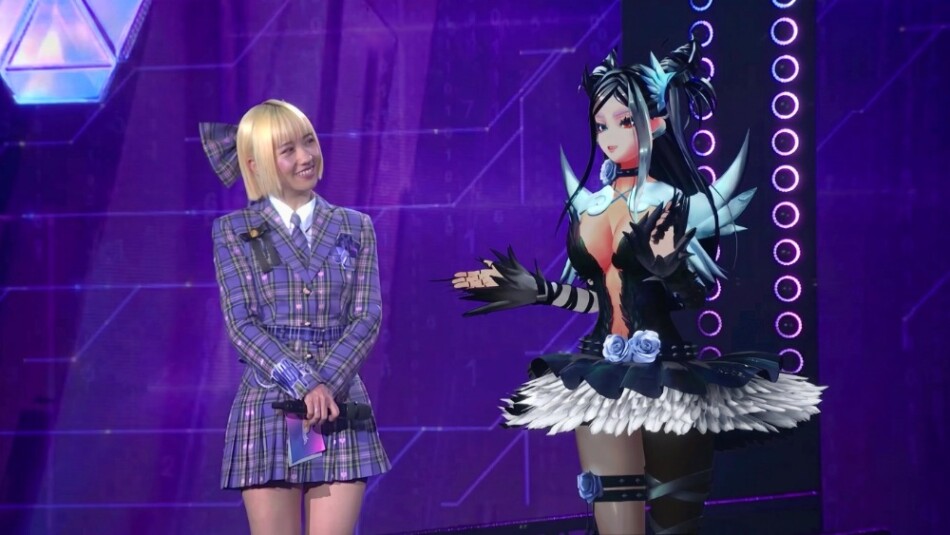 『VPOP ASIA』の司会者Lulu(左)とバーチャル出場者Vella