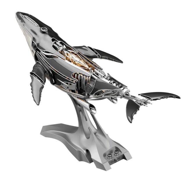 機械式ザトウクジラ3Dメタルモデルの全体像