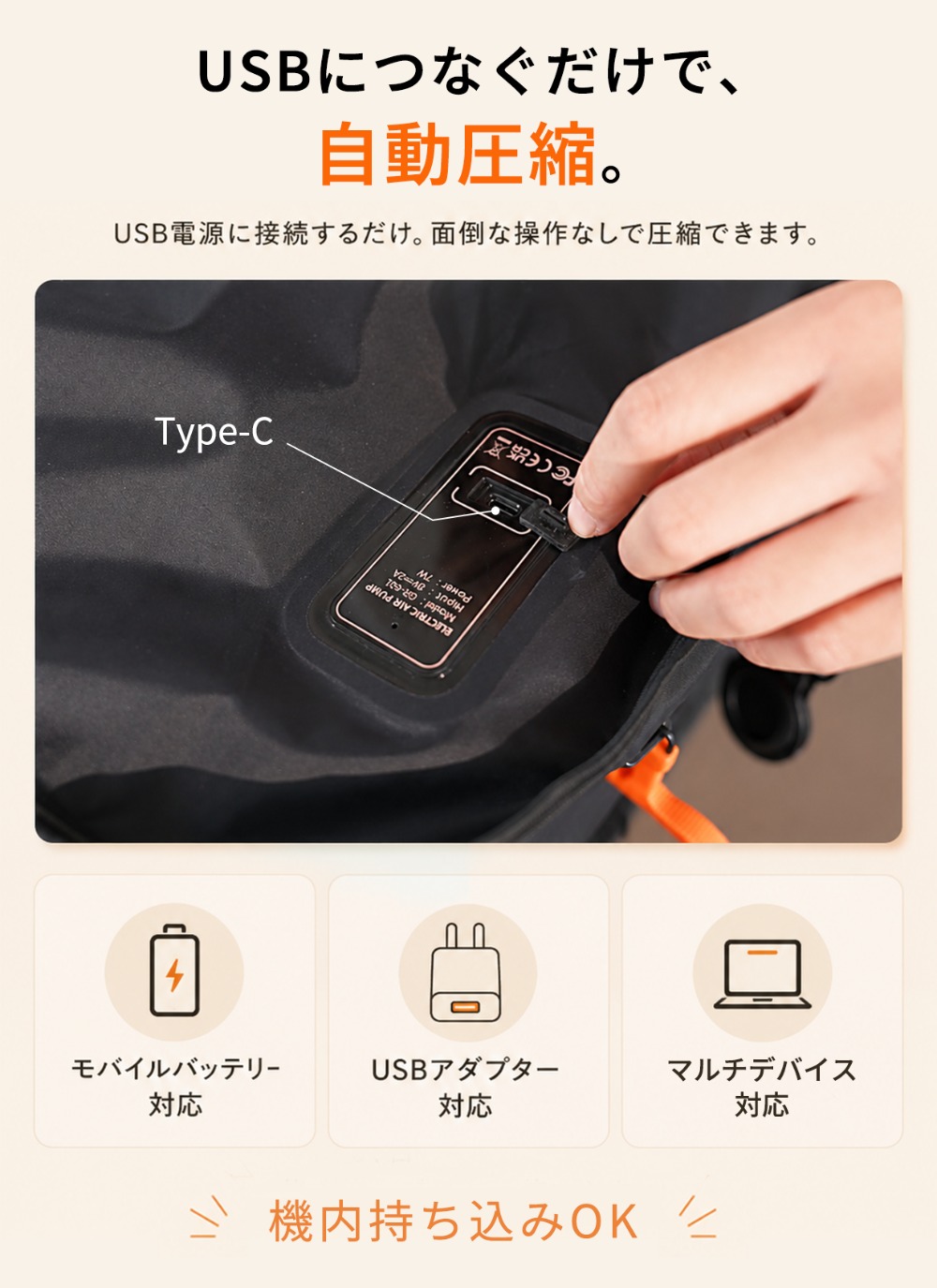 USBに繋ぐだけで自動圧縮